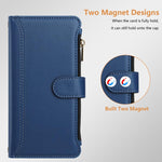Custodia in pelle con chiusura magnetica, 9 scomparti per carte e cerniera, con cinturino da polso., For Samsung Galaxy S26+ 5G, For Samsung Galaxy S26 Edge 5G, For Samsung Galaxy S26 Ultra 5G, For Samsung Galaxy S26 5G