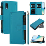 Custodia in pelle con chiusura magnetica, 9 scomparti per carte e cerniera, con cinturino da polso., For Samsung Galaxy A42 5G / M42 5G, For Samsung Galaxy A32 4G, For Samsung Galaxy A02 / M02, For Samsung Galaxy A72 5G / 4G
