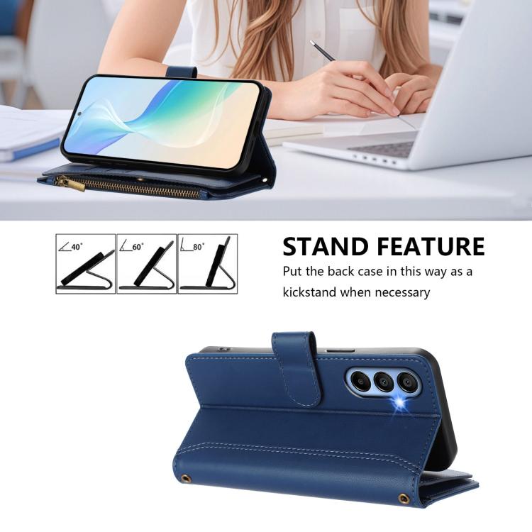 Custodia in pelle con chiusura magnetica, 9 scomparti per carte e cerniera, con cinturino da polso., For Samsung Galaxy A15 5G / 4G, For Samsung Galaxy A55 5G, For Samsung Galaxy A35 5G, For Samsung Galaxy A25 5G
