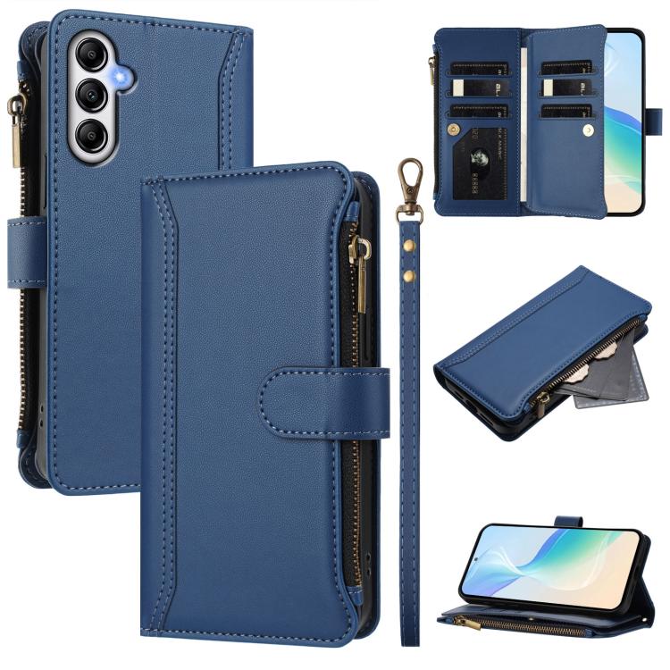 Custodia in pelle con chiusura magnetica, 9 scomparti per carte e cerniera, con cinturino da polso., For Samsung Galaxy A24 4G, For Samsung Galaxy A23 5G / 4G / M23, For Samsung Galaxy A32 5G / M32 5G, For Samsung Galaxy A04 Core / A03 Core