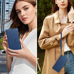 Custodia in pelle con chiusura magnetica, 9 scomparti per carte e cerniera, con cinturino da polso., For Samsung Galaxy A42 5G / M42 5G, For Samsung Galaxy A32 4G, For Samsung Galaxy A02 / M02, For Samsung Galaxy A72 5G / 4G