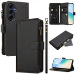 Custodia in pelle con chiusura magnetica, 9 scomparti per carte e cerniera, con cinturino da polso., For Samsung Galaxy A15 5G / 4G, For Samsung Galaxy A55 5G, For Samsung Galaxy A35 5G, For Samsung Galaxy A25 5G