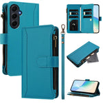 Custodia in pelle con chiusura magnetica, 9 scomparti per carte e cerniera, con cinturino da polso., For Samsung Galaxy A15 5G / 4G, For Samsung Galaxy A55 5G, For Samsung Galaxy A35 5G, For Samsung Galaxy A25 5G