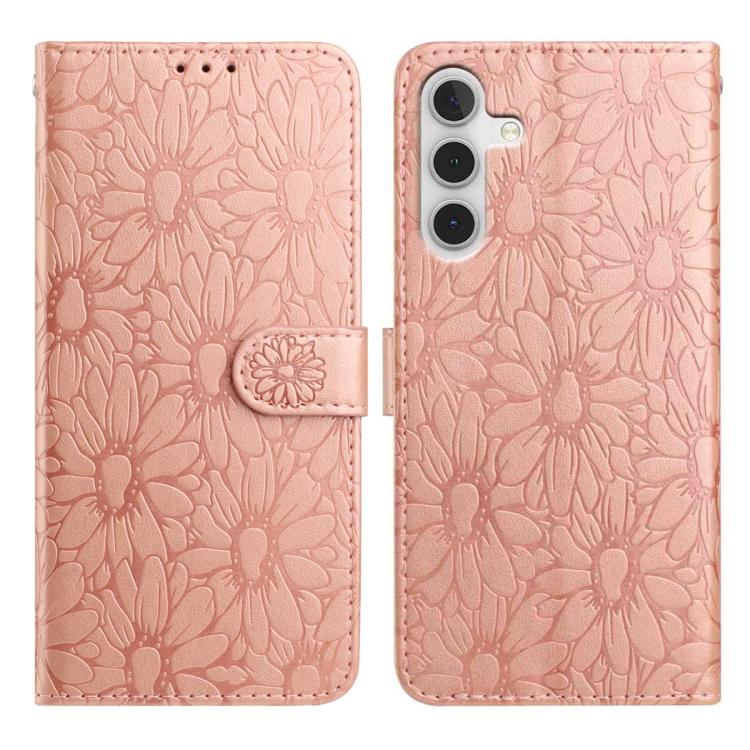 Custodia per telefono in pelle con motivo a margherite in rilievo, For Samsung Galaxy A55 5G, For Samsung Galaxy A35 5G