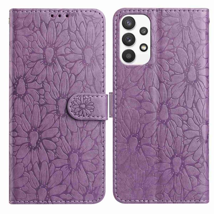 Custodia per telefono in pelle con motivo a margherite in rilievo, For Samsung Galaxy A24 4G, For Samsung Galaxy A23 5G