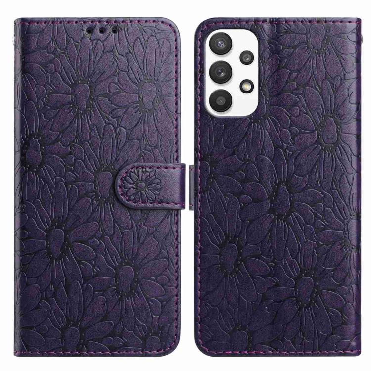 Custodia per telefono in pelle con motivo a margherite in rilievo, For Samsung Galaxy A24 4G, For Samsung Galaxy A23 5G