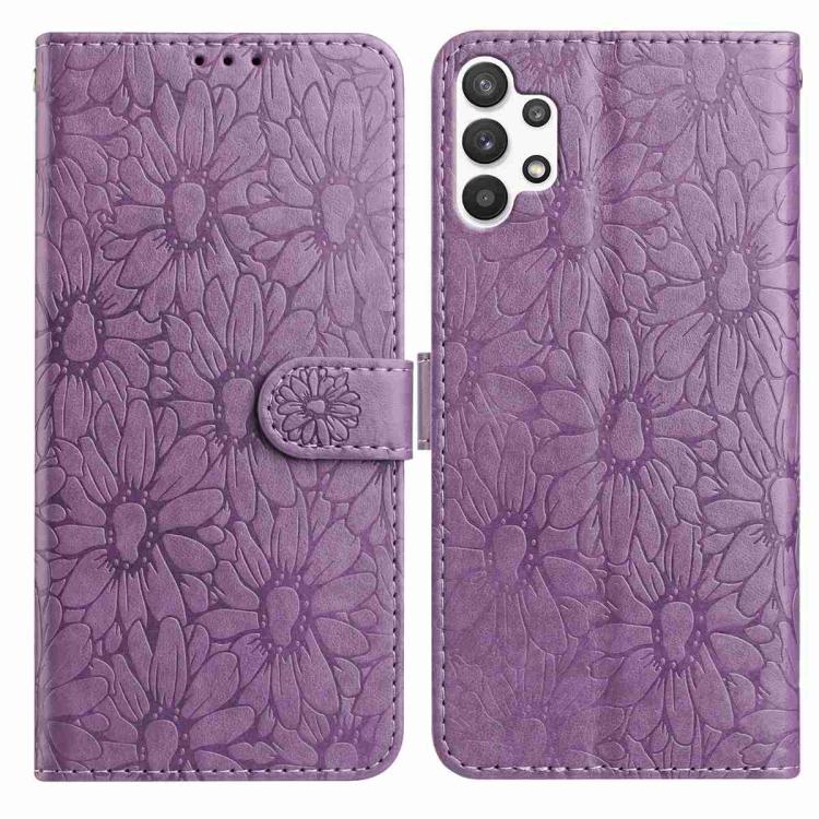 Custodia per telefono in pelle con motivo a margherite in rilievo, For Samsung Galaxy A03, For Samsung Galaxy A13 4G