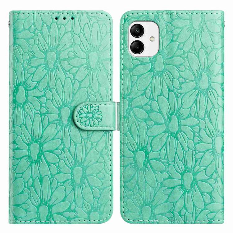 Custodia per telefono in pelle con motivo a margherite in rilievo, For Samsung Galaxy A04, For Samsung Galaxy A04s / A13 5G