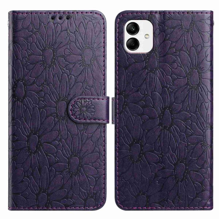 Custodia per telefono in pelle con motivo a margherite in rilievo, For Samsung Galaxy A04, For Samsung Galaxy A04s / A13 5G