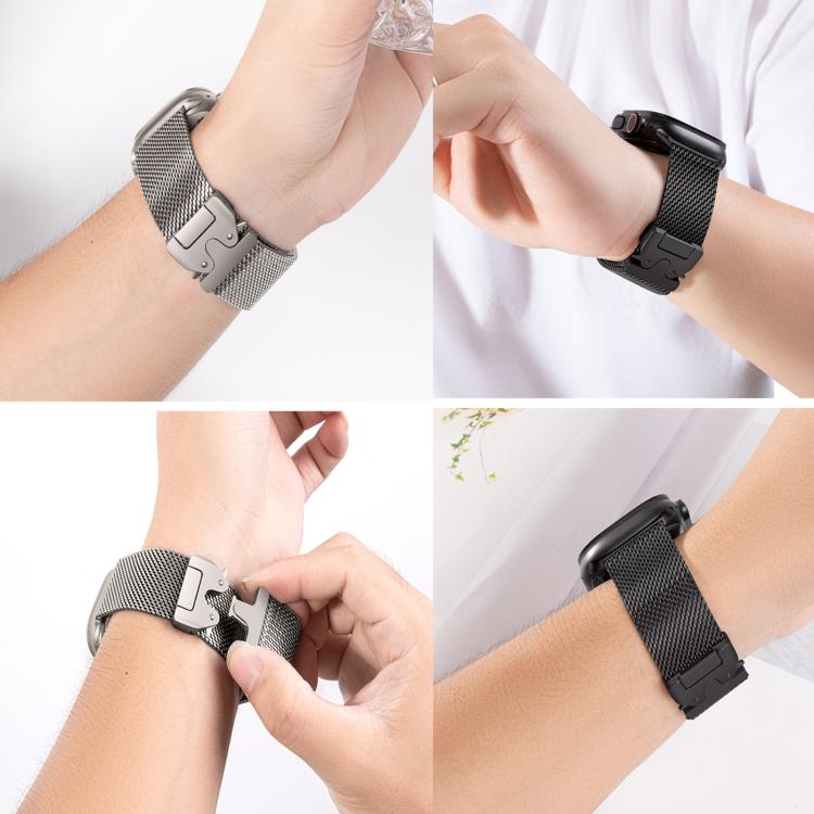 Cinturino per orologio xDfind con fibbia a ombrello, maglia milanese in acciaio inossidabile., For Apple Watch 46mm / 49mm / 45mm / 44mm Think Mesh