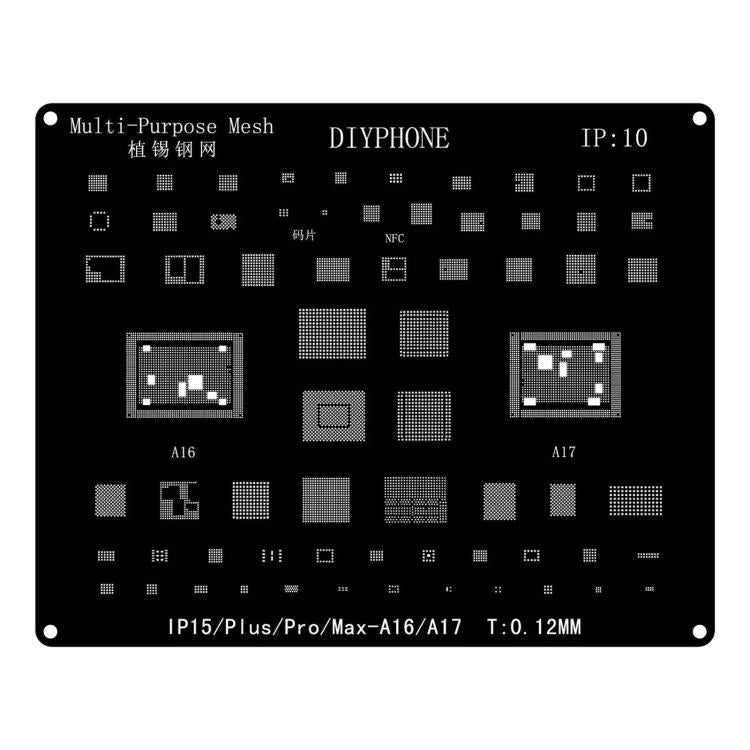 Stencil BGA per reballing iPhone 13, 14 e 15 con base magnetica