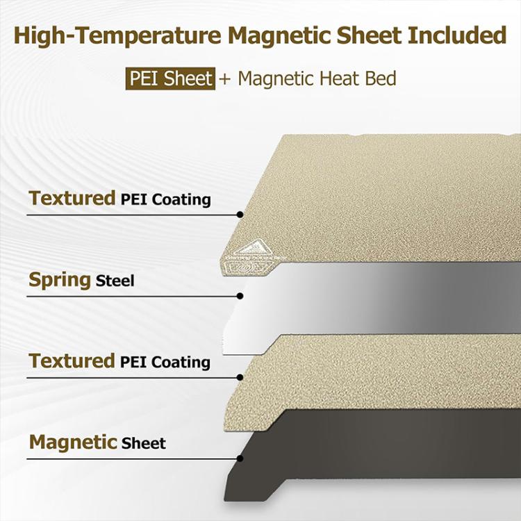 Piastra di costruzione per stampante 3D in acciaio armonico per Creality K2 Plus, Gold / Single-sided PEI Coating, Black / Single-sided PEI Coating, Gold / Double-sided PEI Coating, Black / Double-sided PEI Coating
