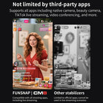 Stabilizzatore per smartphone FUNSNAP CM8, pieghevole, a 3 assi, anti-vibrazione, ideale per vlog e riprese video., Basic Version, AI Version