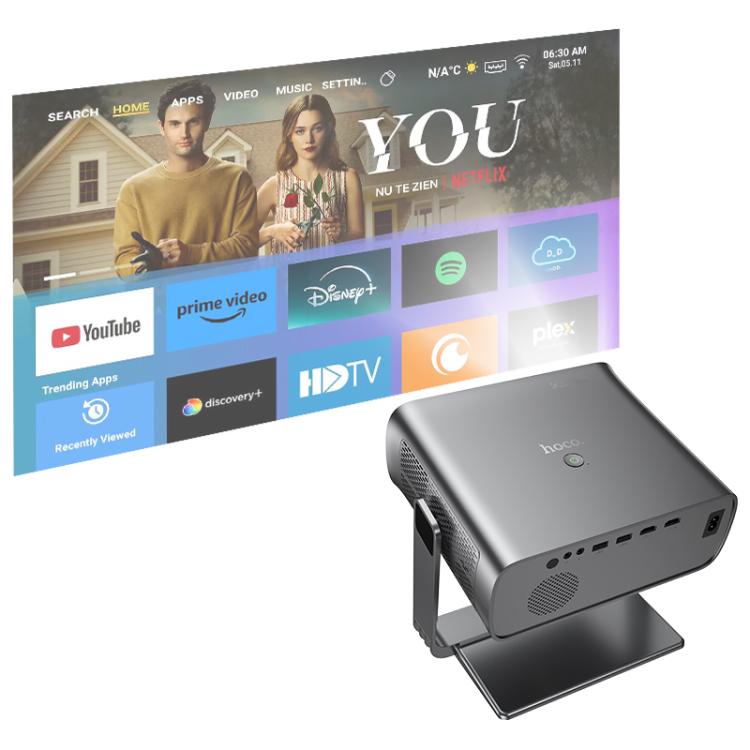 Videoproiettore intelligente hoco DT5 1920x1080P 270ANSI con messa a fuoco elettrica, versione Android., EU Plug