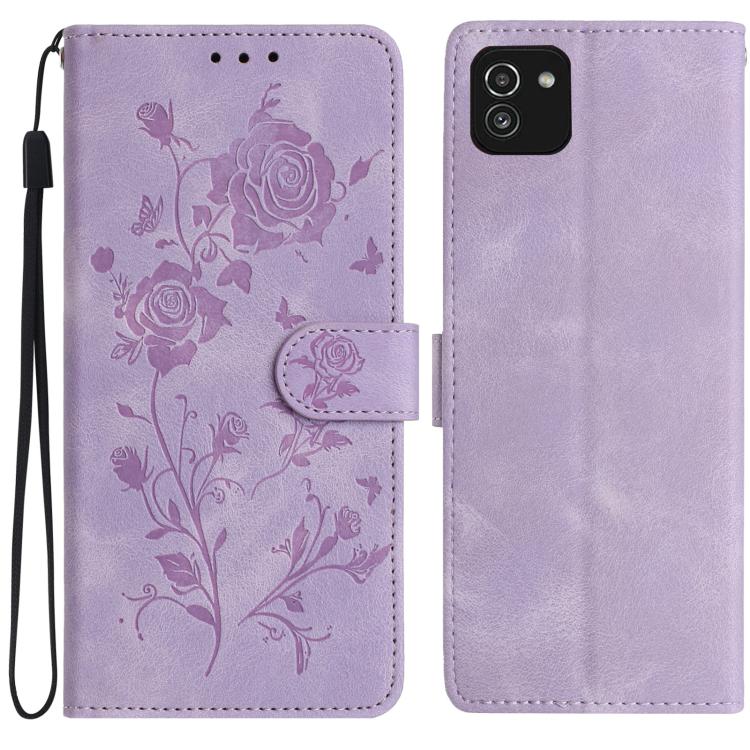 Custodia per telefono in pelle con motivo a rilievo di rose, For Samsung Galaxy A03, For Samsung Galaxy A13 4G