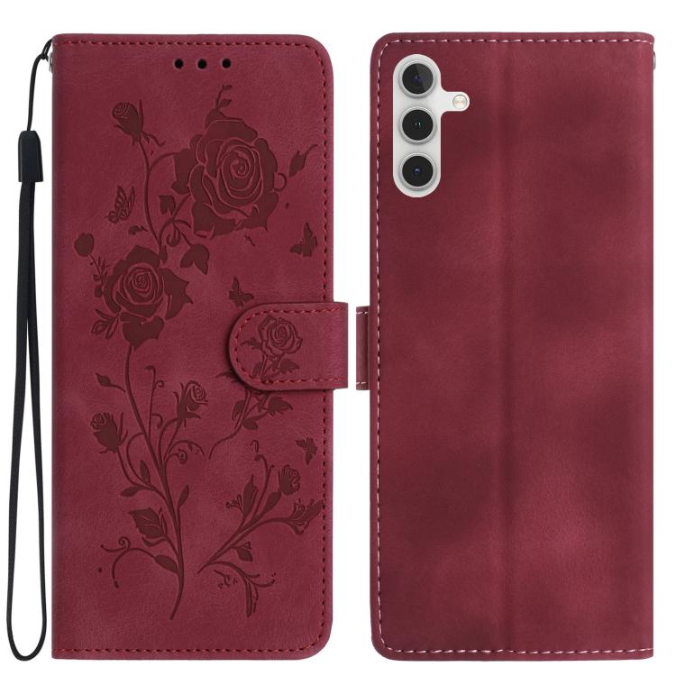 Custodia per telefono in pelle con motivo a rilievo di rose, For Samsung Galaxy A05, For Samsung Galaxy A05S