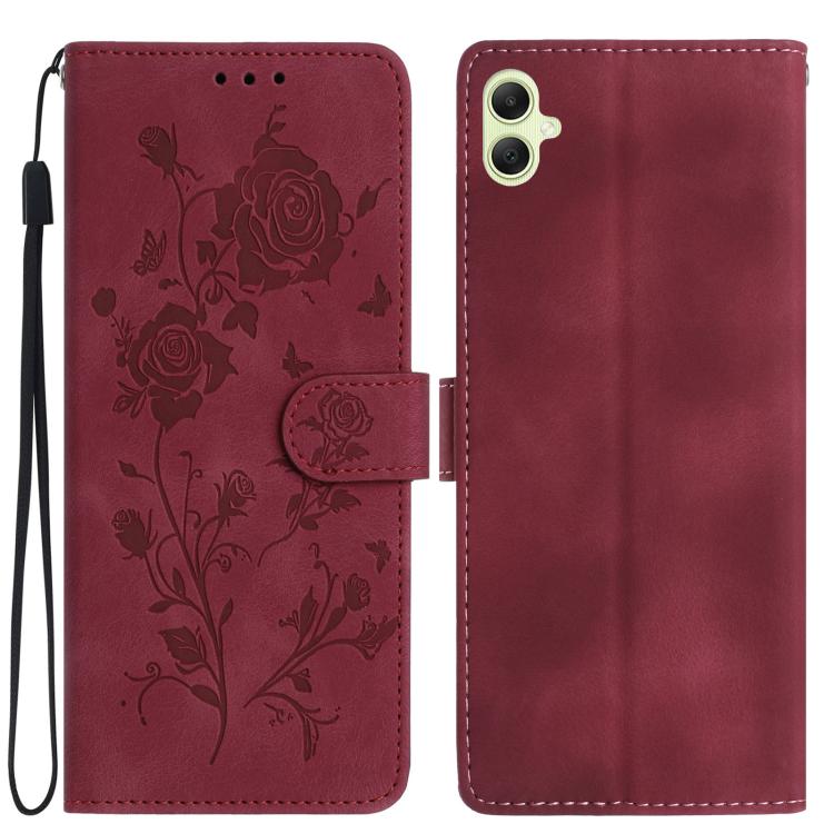 Custodia per telefono in pelle con motivo a rilievo di rose, For Samsung Galaxy A17, For Samsung Galaxy A07
