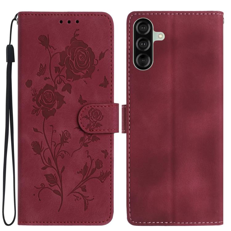 Custodia per telefono in pelle con motivo a rilievo di rose, For Samsung Galaxy A17, For Samsung Galaxy A07