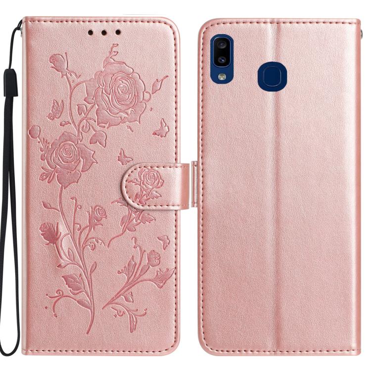 Custodia per telefono in pelle con motivo a rilievo di rose, For Samsung Galaxy A20 / A30, For Samsung Galaxy A50