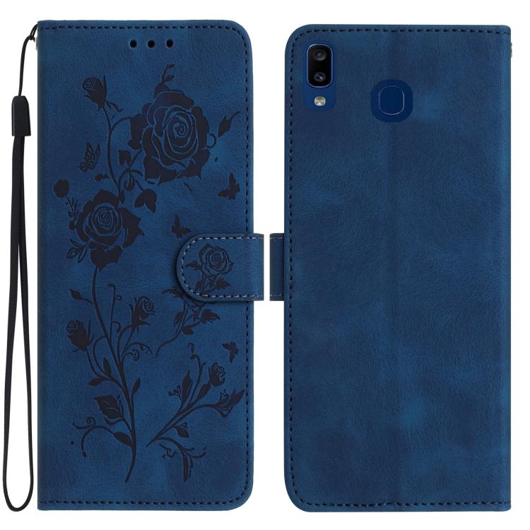 Custodia per telefono in pelle con motivo a rilievo di rose, For Samsung Galaxy A20 / A30, For Samsung Galaxy A50