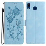 Custodia per telefono in pelle con motivo a rilievo di rose, For Samsung Galaxy A20 / A30, For Samsung Galaxy A50