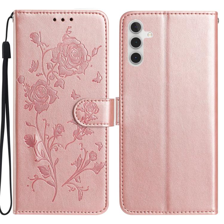 Custodia per telefono in pelle con motivo a rilievo di rose, For Samsung Galaxy A15, For Samsung Galaxy A35