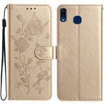 Custodia per telefono in pelle con motivo a rilievo di rose, For Samsung Galaxy A40, For Samsung Galaxy A10 / M10