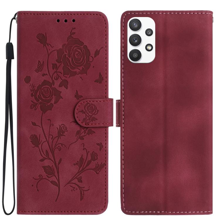 Custodia per telefono in pelle con motivo a rilievo di rose, For Samsung Galaxy A32, For Samsung Galaxy A72
