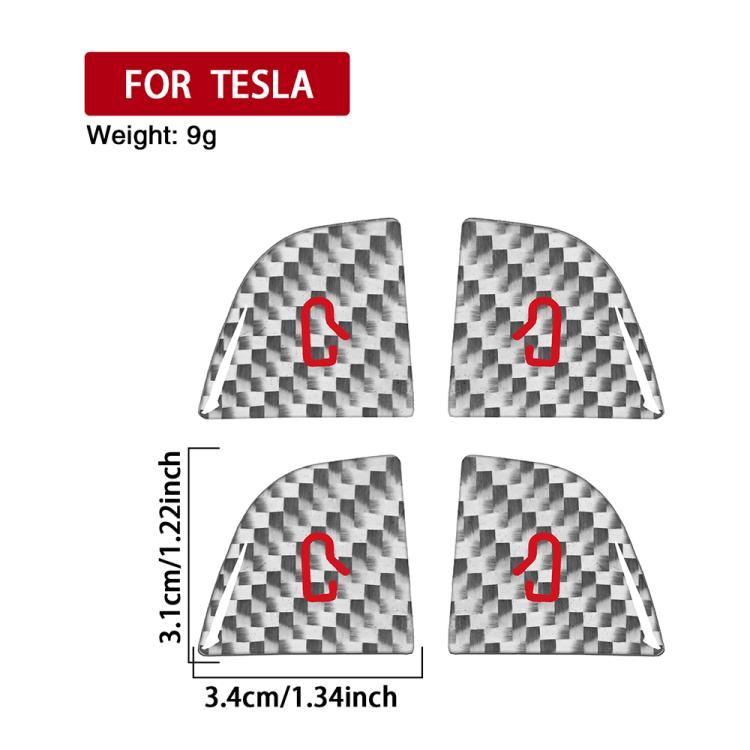 Set 4 adesivi in fibra di carbonio per interruttori Tesla Model 3