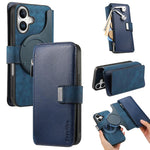Custodia per telefono CaseNeo MagSafe RFID antifurto con cerniera e portafoglio in pelle stile retrò, For iPhone Air, For iPhone 16 Pro Max, For iPhone 16 Pro, For iPhone 16 Plus