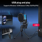 Microfono da tavolo Yanmai SF-777R con illuminazione RGB, riduzione del rumore e rete anti-spruzzo., SF-777R