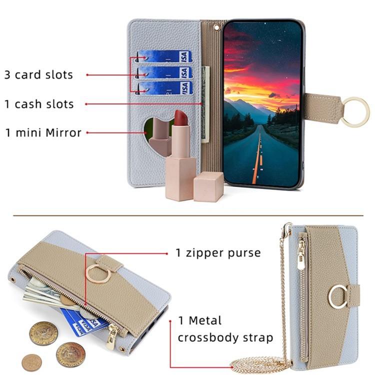 Custodia per telefono a tracolla in pelle con texture litchi, For Samsung Galaxy S25+ 5G, For Samsung Galaxy S25 Ultra 5G