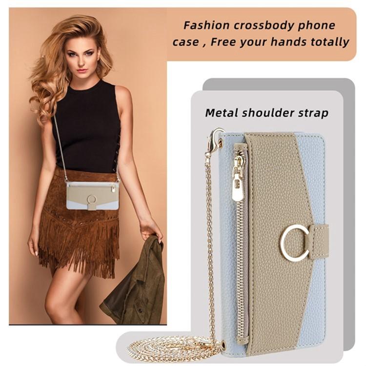 Custodia per telefono a tracolla in pelle con texture litchi, For Samsung Galaxy S25+ 5G, For Samsung Galaxy S25 Ultra 5G