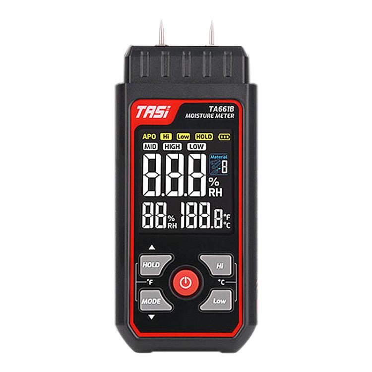 Misuratore di umidità del legno TASI TA661B: misura rapidamente il contenuto di umidità, rileva la temperatura e l'umidità., TA661B