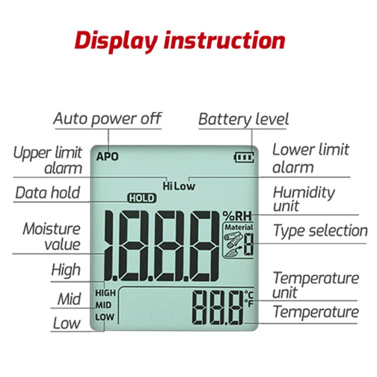 Misuratore di umidità del legno TASI TA661B: misura rapidamente il contenuto di umidità, rileva la temperatura e l'umidità., TA661B