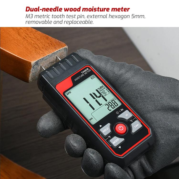 Misuratore di umidità del legno TASI TA661B: misura rapidamente il contenuto di umidità, rileva la temperatura e l'umidità., TA661B