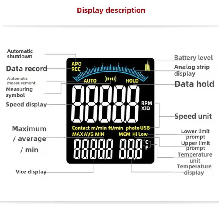 Misuratore di velocità portatile con display digitale e tachimetro laser, TASI Non-contact, TASI Contact, TASI Contact and Non-contact Dual Use