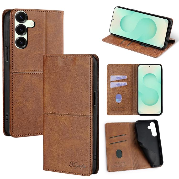 Custodia magnetica per telefono in pelle con texture mucca, For Samsung Galaxy S25 5G, For Samsung Galaxy S25+ 5G, For Samsung Galaxy S25 Ultra 5G, For Samsung Galaxy A05 4G
