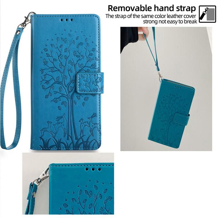 Custodia per telefono in pelle con motivo albero e cervo in rilievo, For Samsung Galaxy S26+ 5G, For Samsung Galaxy S26 Ultra 5G, For Samsung Galaxy S26 5G, For Samsung Galaxy S25 5G