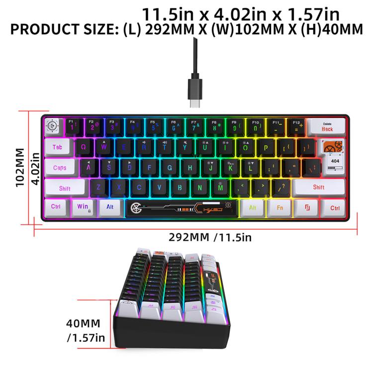 Tastiera cablata gaming HXSJ V700WB RGB 61 tasti