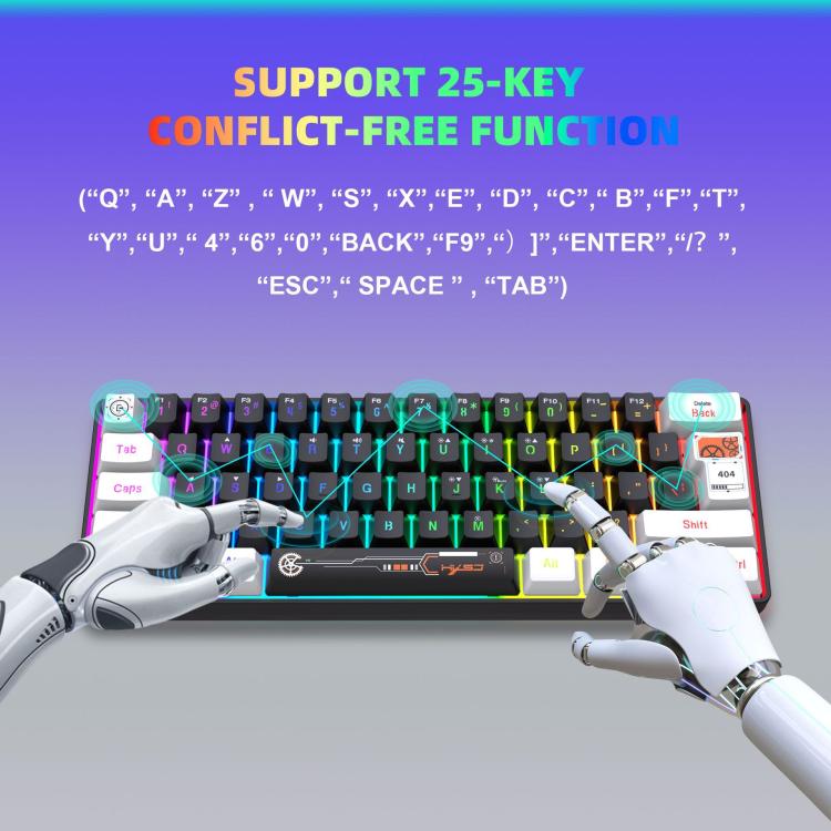 Tastiera cablata gaming HXSJ V700WB RGB 61 tasti