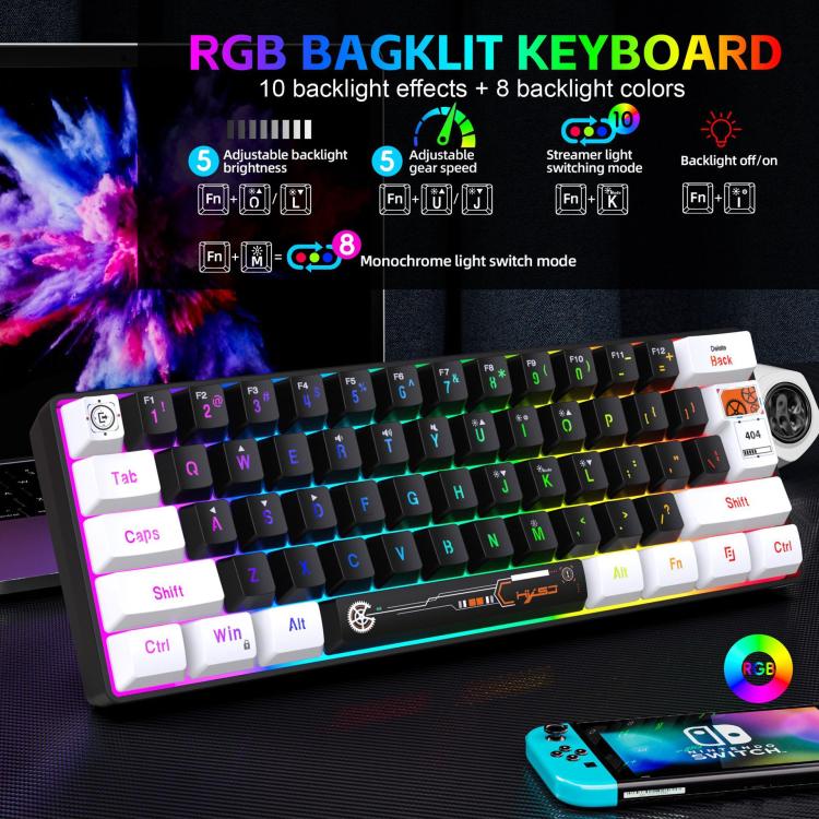 Tastiera cablata gaming HXSJ V700WB RGB 61 tasti