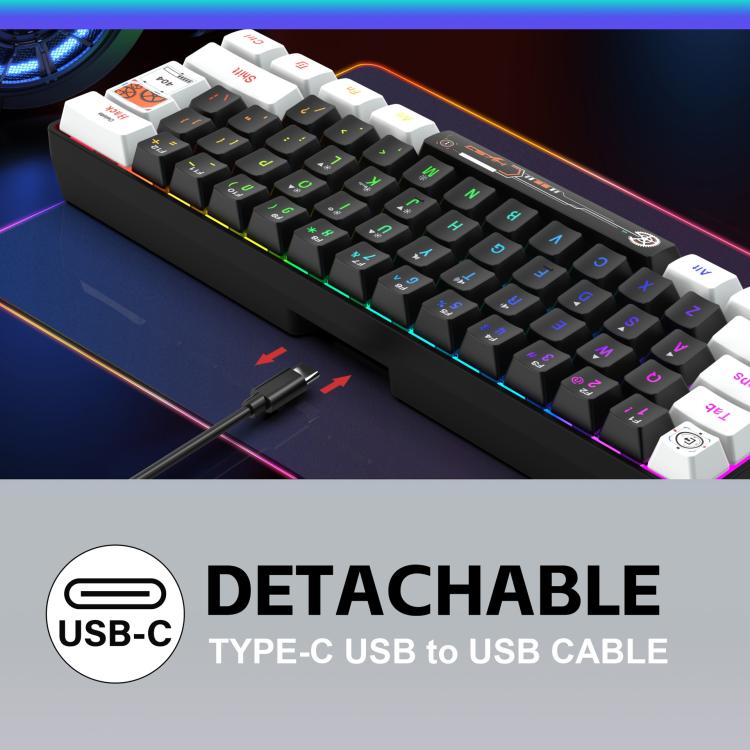Tastiera cablata gaming HXSJ V700WB RGB 61 tasti