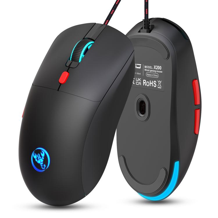 Mouse cablato HXSJ X200 3600 DPI con luci RGB