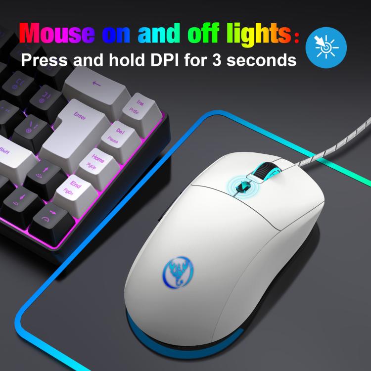 Mouse cablato HXSJ X200 3600 DPI con luci RGB