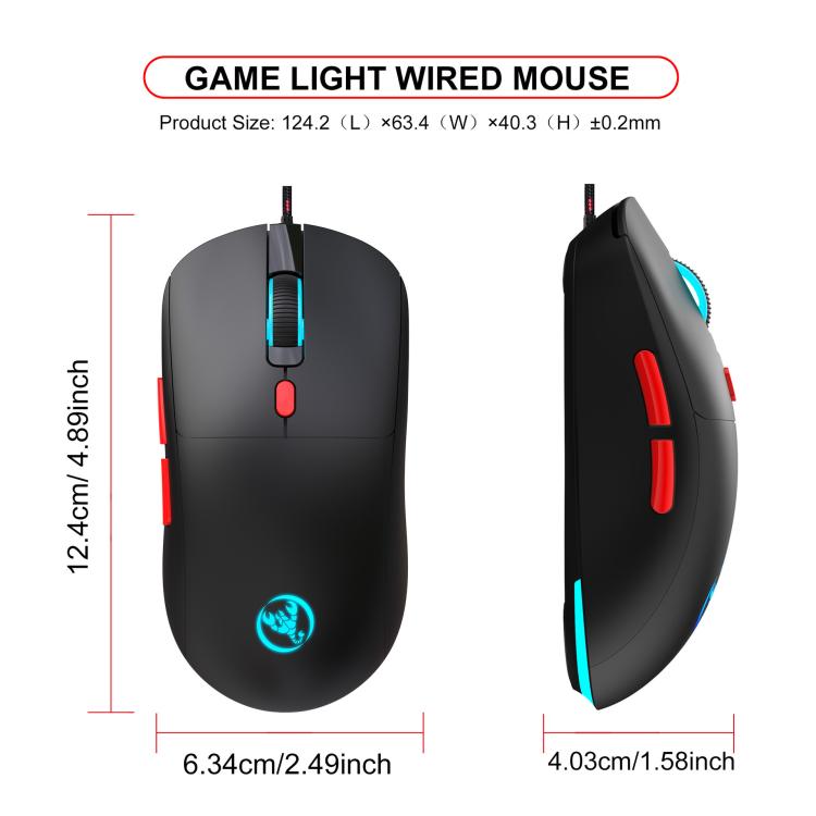 Mouse cablato HXSJ X200 3600 DPI con luci RGB