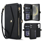 Portafoglio multifunzionale con custodia per telefono in pelle rimovibile e cordino., For Samsung Galaxy S24 Ultra 5G, For Samsung Galaxy S24+ 5G, For Samsung Galaxy S24 5G, For Samsung Galaxy S23 Ultra 5G