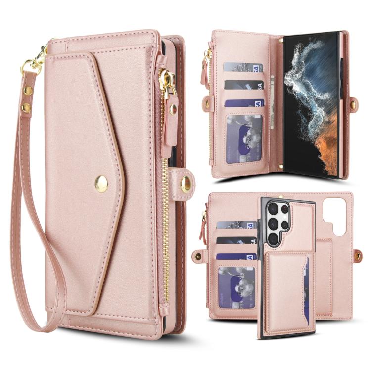 Portafoglio multifunzionale con custodia per telefono in pelle rimovibile e cordino., For Samsung Galaxy S24 Ultra 5G, For Samsung Galaxy S24+ 5G, For Samsung Galaxy S24 5G, For Samsung Galaxy S23 Ultra 5G