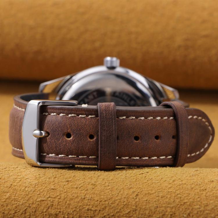 Cinturino per orologio xDfind Retro Crazy Horse Texture in pelle con motivo a cavallo incrociato, 20mm, 22mm