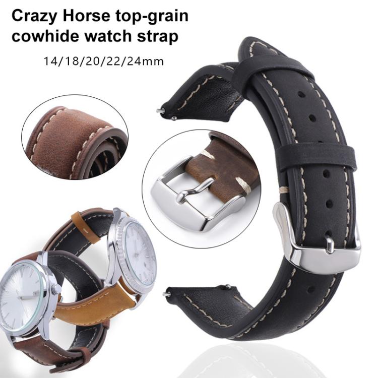 Cinturino per orologio xDfind Retro Crazy Horse Texture in pelle con motivo a cavallo incrociato, 20mm, 22mm